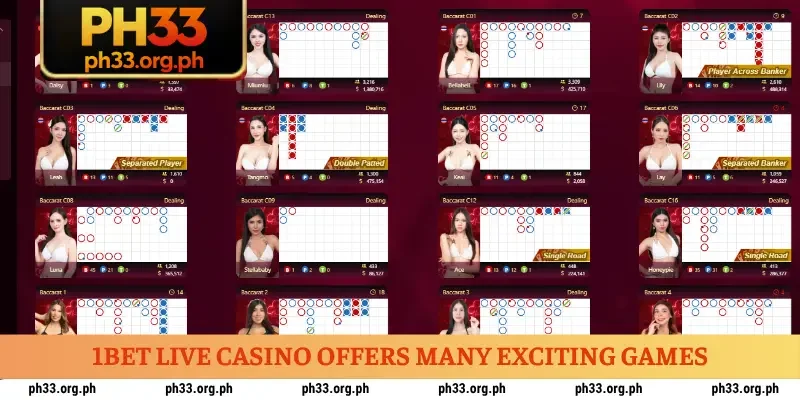 1BET Live Casino offers many exciting games