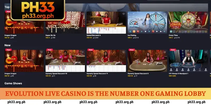 Evolution Live Casino is the number one gaming lobby