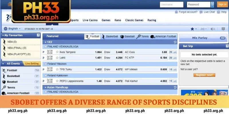 SBOBET offers a diverse range of sports disciplines