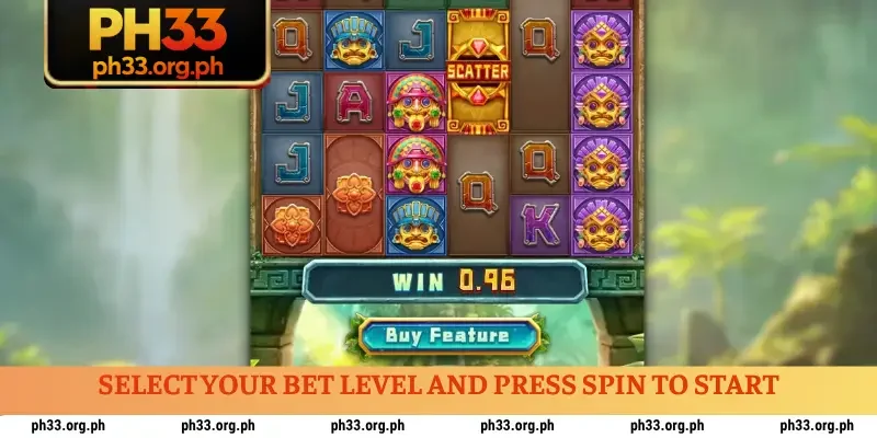 Select your bet level and press spin to start