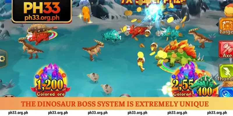 The dinosaur boss system is extremely unique