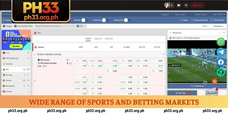 Wide Range of Sports and Betting Markets