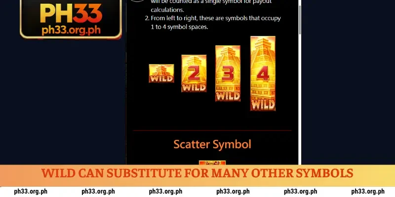 Wild can substitute for many other symbols